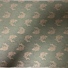 日本製 和装バッグ（ミニ）／綿100％・本革持ち手／箱ありの画像