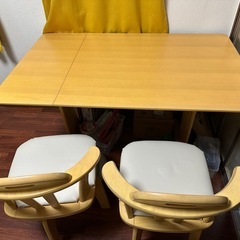 ダイニングテーブル ブッター ナチュラル 伸長式ダイニングテーブル バタフライテーブル 幅90~120cm 4人掛け の画像