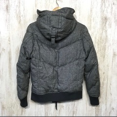 【羊革 ラムレザー使い フーディー ダウンジャケット】SCHLUSSEL シュリセル ダウンパーカー グレー 2の画像