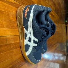 体育館シューズ　asics ネイビーの画像