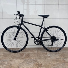 【8万で購入】クロスバイク 黒 700C 美品 高級シマノ社製変速付き ロード ピスト　マウンテン BMX ビーチクルーザー お洒落 自転車【早い者勝ち】の画像