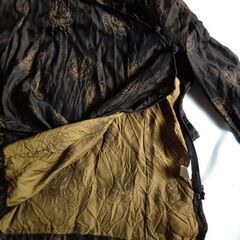 MADAME NICOLE 黒×イエローオーカー 薔薇柄 チャイナドレス風ツーピース 長袖 サイズ38の画像