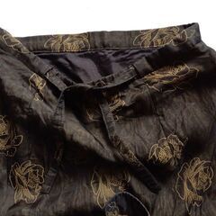 MADAME NICOLE 黒×イエローオーカー 薔薇柄 チャイナドレス風ツーピース 長袖 サイズ38の画像