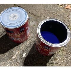 未使用だけど長期保管　アサヒペン　油性ペンキ　なす紺　1.6L　2缶　10年前に買ったものなのでジャンクです！の画像