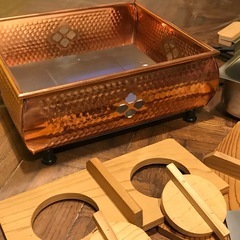 ★おでん鍋 銅二重構造★未使用品★ステンレス鍋 仕切り付き レトロ★  ★二重構造のステンレス鍋、仕切り付きで便利の画像