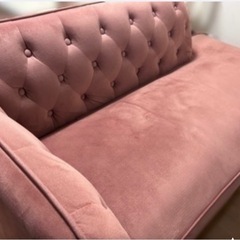 ソファ 2人掛けソファ カウチソファ ベルベット調 天然木の画像