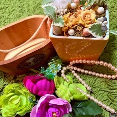 ✨装飾品まとめてセット｜スヌーピー木製小物入れ・造花・ネックレス・プリザーブドフラワー🌼【100円】の画像