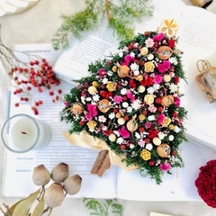 1人分のみ　プリザーブドフラワー　ヒムロスギ　クリスマス　レジン　アクセサリー　キャンドル　クリスマスリースの画像