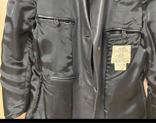 エルメス　サイズ50 レザージャケット　定価120万　ブラック　裏地エルメス柄