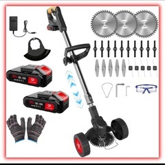 新品未使用 充電式草刈り機 1880W高出力 強力 補助車輪付き...