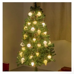 【11月中引き取りなら¥1000】クリスマスツリー 光るオーナメント 18個セット 装飾 飾り 大き目 シャンパンゴールドの画像