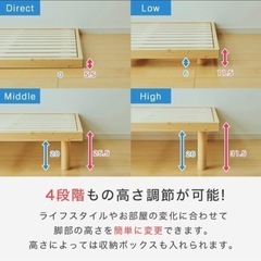 セミダブル ベッドフレーム ホワイト すのこ
の画像