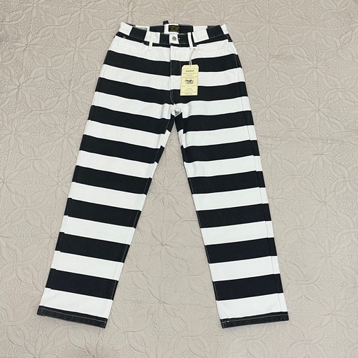 L　ボーダー　プリズナーパンツ　囚人パンツ　アメカジ　白　黒