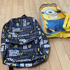 【値下げしました】ミニオングッズ　リュック　ナップサック　レジャーシート　合計6点【おまけポーチ3点】　の画像