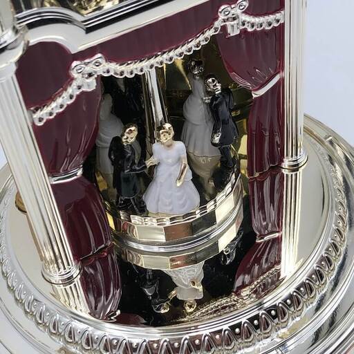 ss7933　シチズン 置時計 4RG-444 ゴールド アナログ時計 CITIZEN タイムランド 振り子＆回転飾り付 からくり時計 卓上 クォーツ 金 置き時計 上品 ステップ秒針 ガラスドーム インテリア時計 中古