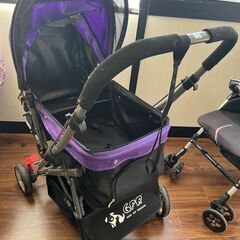 【★引き取り限定】 多機能 折りたたみ ペットカート メッシュカバー付き 2way ペットバギー 小型犬 中型犬 多頭 介護 散歩  パープル 耐荷重20kgの画像
