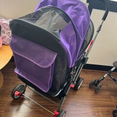 【★引き取り限定】 多機能 折りたたみ ペットカート メッシュカバー付き 2way ペットバギー 小型犬 中型犬 多頭 介護 散歩  パープル 耐荷重20kgの画像