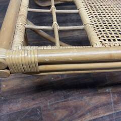 🔷🔶🔷ww5/50 ラタン ガラステーブル センターテーブル ローテーブル リビング テーブル レトロ インテリア 机 家具 中古 ★直接引取歓迎🔷🔶🔷の画像