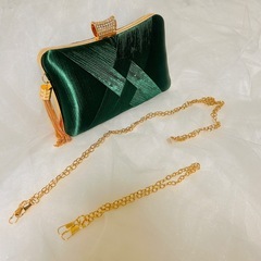 上品 サテン 華やか レディース パーティーバッグ グリーン　緑 3way 結婚式の画像
