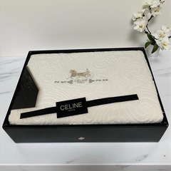 CELINE セリーヌ タオルシーツ ガジュール TS 綿100% 140×240cm ホワイト VKC5552740 箱付き 未使用品 11Dの画像
