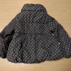 女の子　ダウン　茶色✕水玉　ポケットリボン付き 　120センチの画像