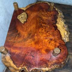 🔷🔶🔷ww5/35 花梨 一枚板 棚 違い棚 天然木 無垢材 玉杢 泡杢 瘤杢 根杢 飾り棚 収納 家具 インテリア ★直接引取歓迎◎🔷🔶🔷の画像