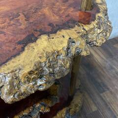 🔷🔶🔷ww5/35 花梨 一枚板 棚 違い棚 天然木 無垢材 玉杢 泡杢 瘤杢 根杢 飾り棚 収納 家具 インテリア ★直接引取歓迎◎🔷🔶🔷の画像