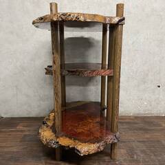 🔷🔶🔷ww5/35 花梨 一枚板 棚 違い棚 天然木 無垢材 玉杢 泡杢 瘤杢 根杢 飾り棚 収納 家具 インテリア ★直接引取歓迎◎🔷🔶🔷の画像