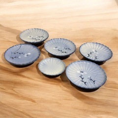 翠泉 食器セット コバルト小花漬物揃 飾り皿 陶器 角皿 平皿 豆皿 和食器 セット売り 中古品販売 11Dの画像