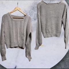 GRL ニット セットアップ ベージュ　Lサイズ セーターロングスカートの画像