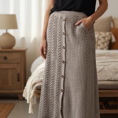 GRL ニット セットアップ ベージュ　Lサイズ セーターロングスカートの画像