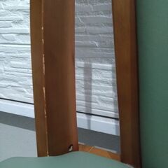 木製落ち着いたブラウン×グリーン ダイニングチェア　回転式の画像