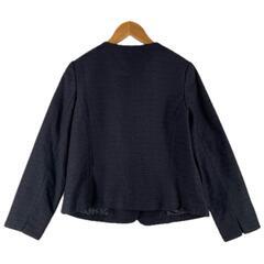 NATURAL BEAUTY BASIC ナチュラルビューティーベーシック ノーカラージャケット ポリエステル/レーヨン ネイビー レディース L【古着】【中古】の画像