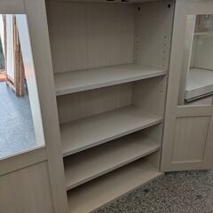 【ちょうどいいサイズ感】キャビネット ニトリ NITORI マーレ9060WW サイドボード 食器棚 収納家具 観音扉 組立家具(完成品) 幅60cm：ホワイトウォッシュの画像