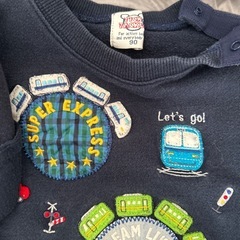 90サイズ　長袖　男の子　恐竜　トミカ　の画像