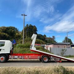 【K-0026】日野レンジャー FE7JLA 増トン ローダー セルフローダー 6mボディ ウインチ付 H27年 31万km 車検付 7700kg メッキパーツ 茨城県の画像