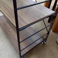 山善 ウッドシェルフ MWS-12844C 4段 キャスター付き ①の画像