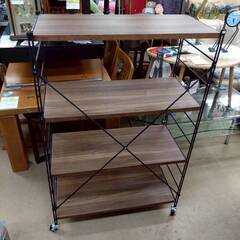 山善 ウッドシェルフ MWS-12844C 4段 キャスター付き ①の画像