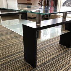 ☆TEMPERED ガラステーブル ローテーブル センターテーブル モダン おしゃれ 約60×120㎝ インテリア 中古（NF251121）Zi-2336の画像