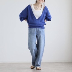 スピックアンドスパン　ミラノリブカシュクールプルオーバー  ブルーの画像