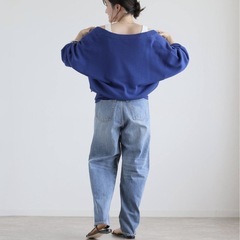 スピックアンドスパン　ミラノリブカシュクールプルオーバー  ブルーの画像