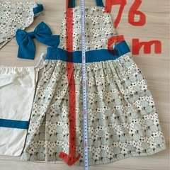 ★キッズエプロン★110-120★三角巾 巾着付き★ハンドメイド★可愛い★中古の画像