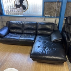 レザー調　カウチソファーの画像
