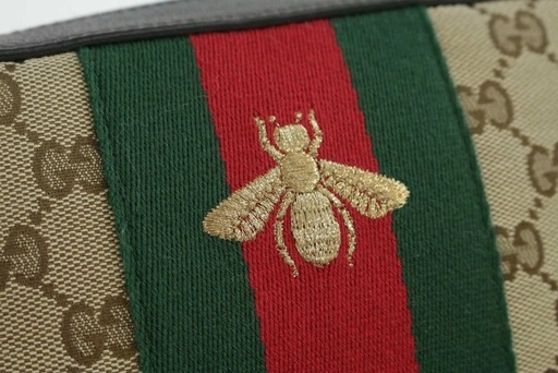 【美品・付属品付き】グッチGG Supreme Web Bee Zip Around Wallet