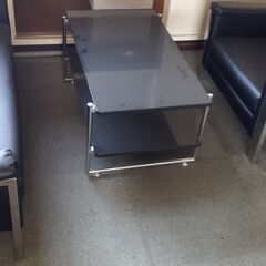 オフィスセット 応接セット【二人掛け椅子・一人掛け椅子・ガラステーブル】 別途、美品机・椅子　※引き取り限定の画像