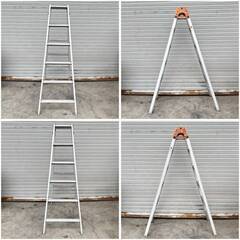 🔷🔶🔷wn1/15 脚立 5尺 6尺 2点セット アルミ 5段 6段 まとめて 梯子 ハシゴ はしご兼用 足場 高所作業 造園 電工 大工 ★直接引取限定◎🔷🔶🔷の画像