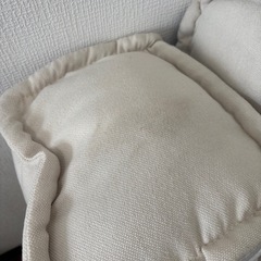 ロースタイル 1人掛けソファ（ベージュ）／カバー洗濯可・多少使用感あり の画像