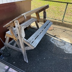 ★2人ベンチ → 4人掛けテーブル★変身ベンチテーブル ガーデンテーブル BBQの画像