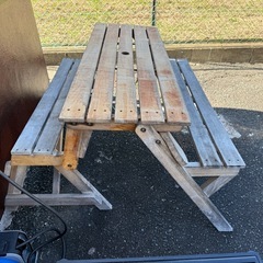 ★2人ベンチ → 4人掛けテーブル★変身ベンチテーブル ガーデンテーブル BBQの画像