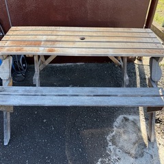 ★2人ベンチ → 4人掛けテーブル★変身ベンチテーブル ガーデンテーブル BBQの画像